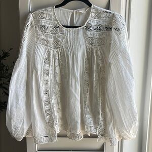Anthropologie Forever That Girl Lace Peasant Blouse Sz XS